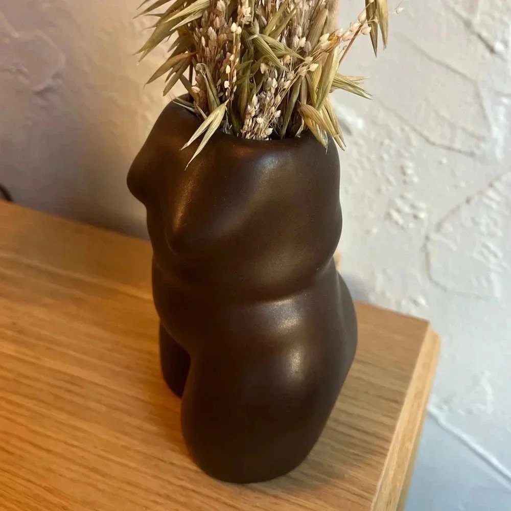 5” Matte Black Female Form Vase - Body Sculpture Modern Decor
